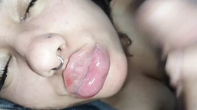 Damn, she ate all my sperm in her mouth,facial cum lips