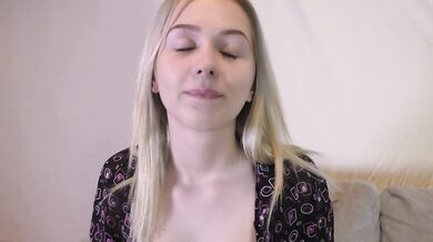 Mans hands touches her body gently