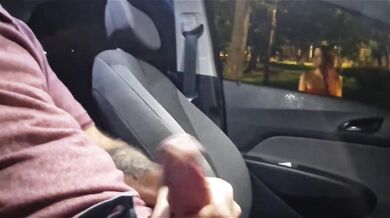 I stopped my car on the street, the hot redhead kept staring at my erection!