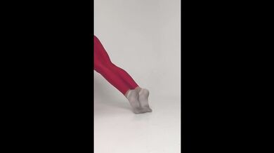yoga in red tight leggings
