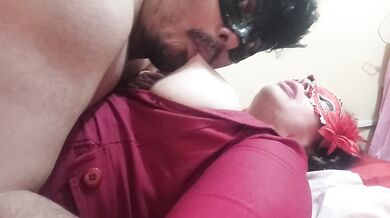 I'm breastfeeding my husband; he loves sucking on my big tits.
