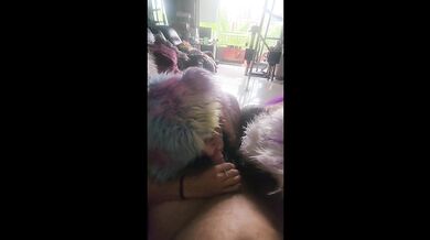 Lucky Gringo gets his dick sucked by 2 cosplay girls
