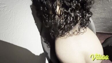 My girlfriend in heels and lingerie gets all the semen out of me