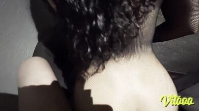 My girlfriend in heels and lingerie gets all the semen out of me