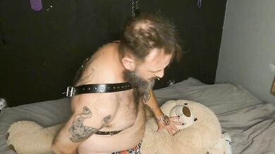 Sissy Femboy Boyfriend Rides his Teddy Bear and I join in for a Creampie!