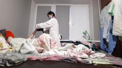 My girlfriend and I called a doctor to our home, and a beautiful, thin girl came to us and cured us with sex - Lesbian_Illusion