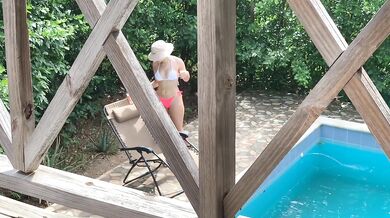 I fuck my sister-in-law on the balcony while my wife is in the pool