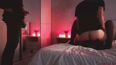 Fucking a cuckold girl and cumming powerfully