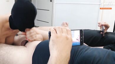 Wife sucks two dicks. Husband and guest cum in wife's mouth. Part 2. Ep 1363