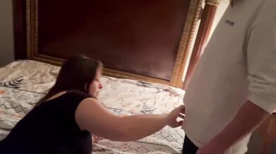 Slut wife sucking a bigger cock
