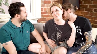 Charlie Forde Gets Spitroasted By Alex Murphy And David Glazer At Hardcore Threesome