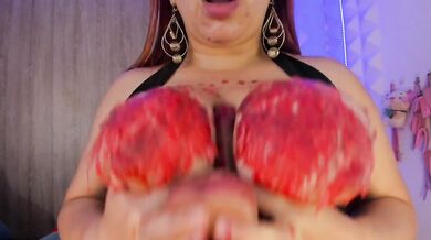 Cuban with hot wax on her tits