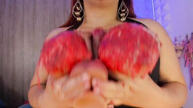 Cuban with hot wax on her tits