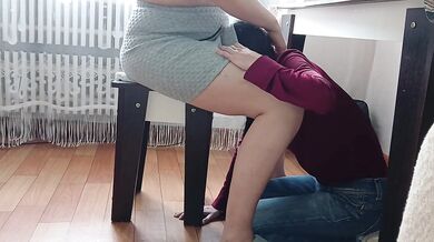 I caught my boss's milf having sex under the table with her secretary - Lesbian_illusion