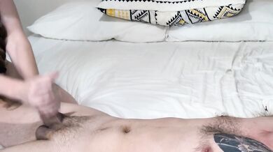 Helping my stepson relax with a handjob, blowjob and my wet pussy