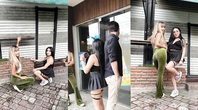 Mexican couple picks up a girl on the street to fuck her