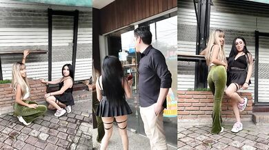 Mexican couple picks up a girl on the street to fuck her