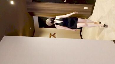 Fingering and vibrator masturbation as soon as entering the hotel