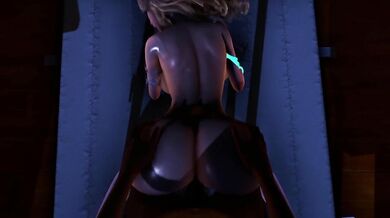 A sexy blonde with a big ass is fucking in the backroom of the school gym at night.