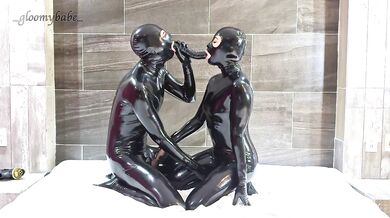 Double dildo fun T1, sucking and licking - Alex Latex