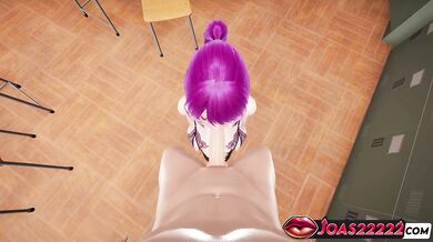 Anime Girl Hitomi in Pantyhose - 3D Animation Showcasing Handjob Service in Classroom with Deepthroat Cumshot