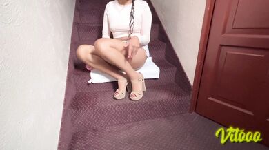 My girlfriend models her miniskirt and high heels before we have sex - Latina