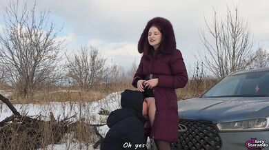 Leashed Stepbro Licks Stepsister's Sweaty Pussy in Public Like a Filthy Dog