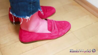 Soft Pink Suede Loafers & Scented Worn Nylons – Casual Tease