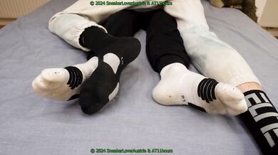 cutting off nike elite socks from twink boyfriend feets
