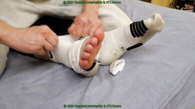 cutting off nike elite socks from twink boyfriend feets