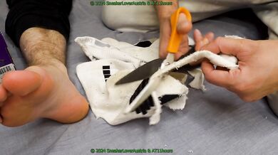 cutting off nike elite socks from twink boyfriend feets