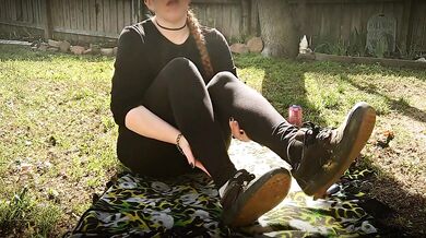 Long Outdoor Foot Worship Pov Of Her Feet With Smelly Socks Ans Vans