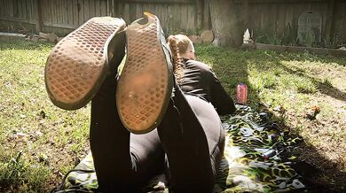 Long Outdoor Foot Worship Pov Of Her Feet With Smelly Socks Ans Vans