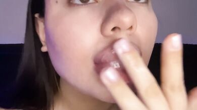 ASMR - I'm playing with the cum on my lips