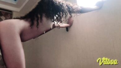 Beautiful Latina with black hair - cumshot on her big ass