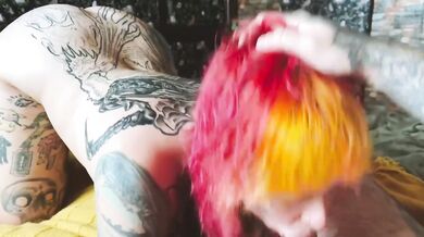 Goth Couple enjoy sexy time. Licking, Fucking, Sucking