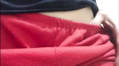 Horny blonde lowers her shorts, opens her pink pussy and shows herself peeing so hot #Pissing
