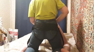 Femdom Pegging - Huge Tits Goddess Pegs man Tight Asshole With Her Strapon