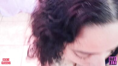 It's getting hot and BabyLuna939 tries on her bikini and I fuck her mouth and make her a creampie
