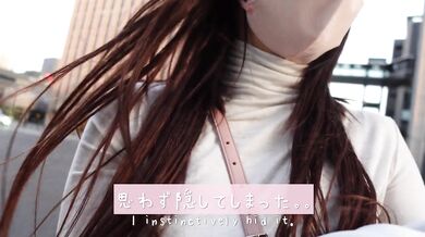 【爆乳Kカップインフルエンサー】ノーブラ散歩in名古屋/超敏感乳首が寒さと緊張でmax勃起！！Japanese no bra in public