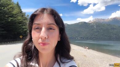 Hottie Doesn't Mind Getting Cum on Her Face for a Public Walk - Cumwalk