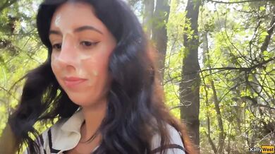 Hottie Doesn't Mind Getting Cum on Her Face for a Public Walk - Cumwalk