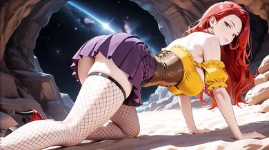 Lewd Redhead Hentai Cutie Begs for More Creamy Love in Cosmic Cave