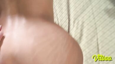 Latina with black hair shaking her ass until it's filled with semen