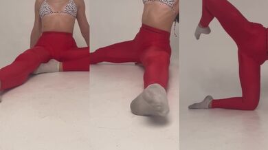 teasing yoga long legs