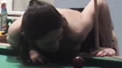Fuck me! I fuck that slutty waitress on the pool table