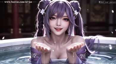 A beautiful woman with long classical purple hair, giving you a fairyland-like experience, 3-way sex, face-slapping. first episode AI-generated