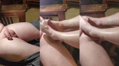 I stroke Daddy with my feet!