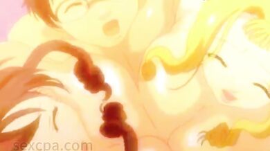 Lucky boy fucks two busty anime girls in porn cartoon