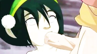 Petite teen Toph tastes Aang's hard cock - Avatar The Last Airbender porn cartoon